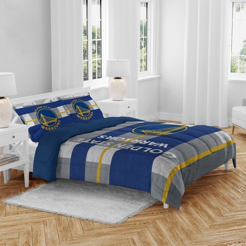 Nba Golden State Warriors Heathered Stripe Queen Bedding Set In A Bag ...