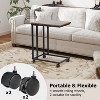 FurnitureR End Table C Shaped, Snack Side Table with Rolling Wheels for Sofa Couch and Bed, Portable, Easy Assembly, Metal Frame, Rustic Brown - 4 of 4
