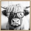Kate & Laurel All Things Decor 30"x30" Sylvie Highland Cow in Reading Glasses Framed Canvas by The Creative Bunch Studio Natural - 2 of 4