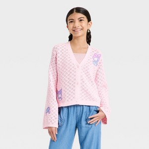 Girls' My Melody and Kuromi Open Work Cardigan Sweater - Light