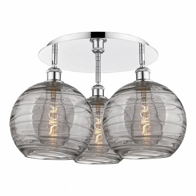 Athens Deco Swirl - 3 Light Flush Mount In Industrial Style-12.63 Inches Tall and 21.75 Inches Wide