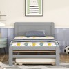 CAVINAS Twin Size Platform Bed,Modern Bed Frame for Bedroom,No Box Spring Needed,White/Gray/Walnut - 4 of 4