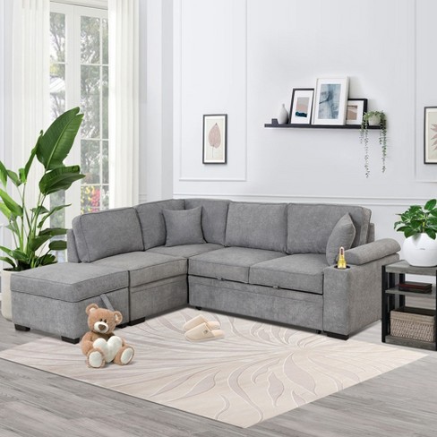 Grey sectional deals sofa sleeper