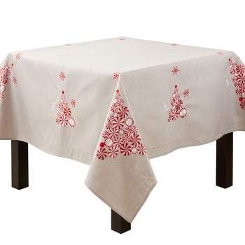 Saro Lifestyle Holiday Tablecloth With Peppermint Christmas Tree Design