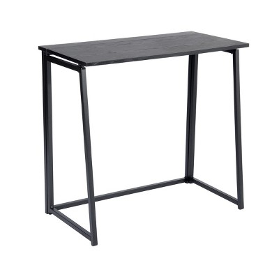 FurnitureR Folding Home Office Desk, 31.5 Inches Foldable Table, Space Saving Computer Study Desk Compact Writing Workstation for Small Space, Black
