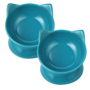 Park Life Designs 2c Oscar Tilt Cat Bowl - Blue - 1 of 4