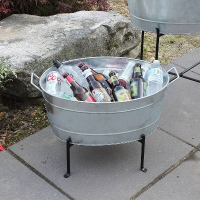 24" Galvanized Steel Oval Tub with Folding Stand