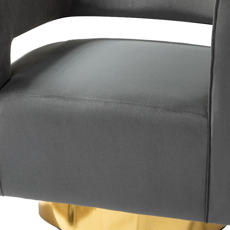 Velvet Edise Swivel Barrel Chair Living Room Accent Chair with Metal Base  | Karat Home, 5 of 10
