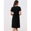 cheibear Women's Tie Back Casual V-Neck Maternity Short Sleeve Lounge Dress - 3 of 4