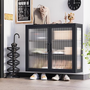Double Glass Door Wall Cabinet With Detachable Shelves - 1 of 4
