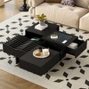 JUJABU 33'' Square Mid-Century Modern Wooden Coffee Table with 3 Storage Drawers, Tempered Glass Top and Solid Wood Legs for Living Room - 3 of 4
