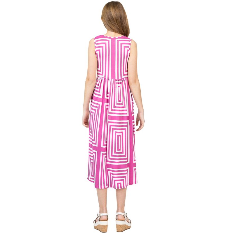 24sevenkid Girls Pink Geometric Print Sleeveless Pocket Maxi Dress, 3 of 6