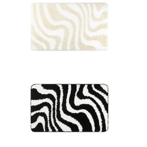 Unique Bargains Wave Pattern Shaggy Non-Slip Soft Absorbent Bath Mats Set - 1 of 4