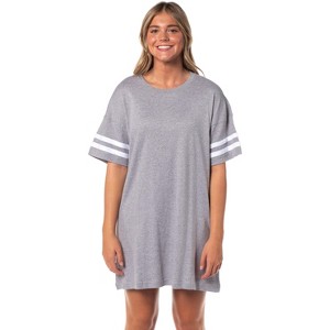 Women's Multiple Colors Available Varsity Varsity Nightgown Pajama Shirt Dress For Adults - 1 of 3