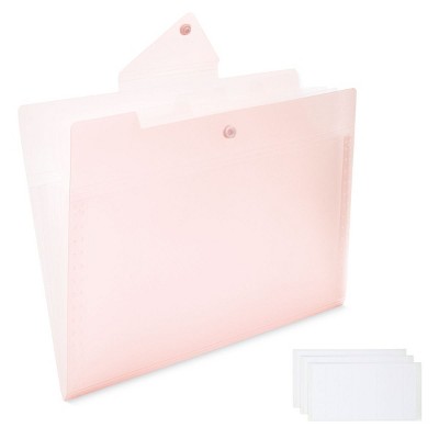 Okuna Outpost 3 Pack 5-Pocket Expanding File Folders with Snap Closure, Office School Supplies (12.8 x 9.4 in, Pink)