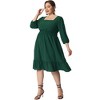 Agnes Orinda Women's Plus Size Square Neck Swiss Dots Wedding Empire Waist Ruffle Hem Chiffon Midi Dresses - 3 of 4