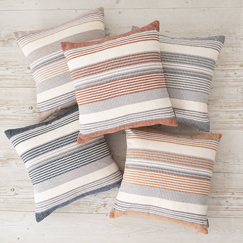 18"x18" Freja Striped Chenille Woven Square Throw Pillow - Evergrace, 6 of 9