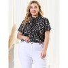 Agnes Orinda Women's Plus Size Self-tie Ruffle Pleated Floral Elegant Casual Blouses - 4 of 4