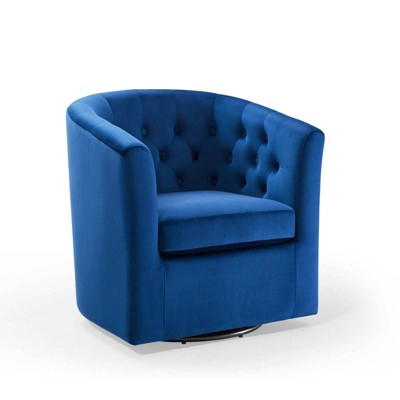 Prospect Tufted Performance Velvet Swivel Armchair Navy - Modway : Target