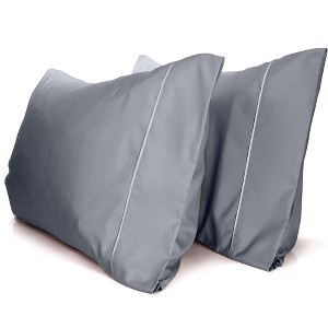 LuxClub 2 PC Performance Microfiber Solid Pillowcase Set - 1 of 3