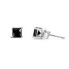 14K White Gold Princess Treated Black Diamond Classic 4-Prong Stud Earrings - 3 of 4