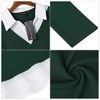 Clearlove Women's Long Sleeve V Neck Contrast Collar Shirt A-line Pleated Office Tunic - 4 of 4