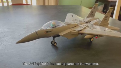 Top Race Interlocking Building F15 Fighter Jet Airplane Model Toy