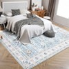 Vintage Rug Machine Washable Rustic Floral Rug Non Slip Traditional Distressed Carpet Soft Low Pile Farmhouse Oriental Design Floor Carpet - 3 of 4