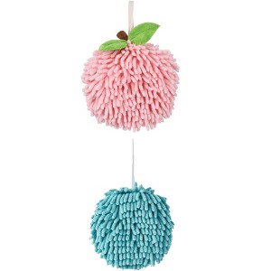 REGALWOVEN 2 Pack Soft Absorbent Chenille Fuzzy Ball Hand Towels for Bathroom Home Decor 6" x 6" - 1 of 4