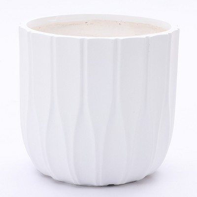 LuxenHome White MgO 14.5" Round Planter, Indoor and Outdoor