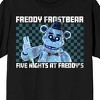 Five Nights At Freddy's Freddy Frostbear, Checkered Pattern, Title text, Name text on Black Adult T-Shirt - 2 of 4