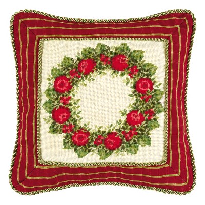 C&F Home Colonial Williamsburg Apple Wreath Needlepoint Pillow