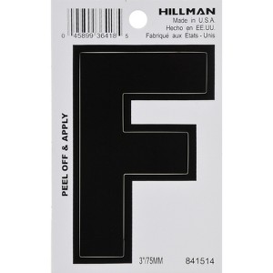 Hillman 3 in. Black Vinyl Self-Adhesive Letter F 1 pc (Case of 6) - 1 of 1