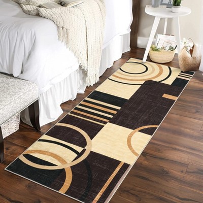 Indoor Modern Geometric Area Rugs Striped Abstract Low Pile Carpets for Living Room Bedroom Washable Non Slip Thin Soft Floor Carpet