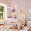 Twin Canopy Bed Frame with Upholstered Headboard, Metal Canopy Bed Frame with Under-Bed Storage & Strong Slats Support, No Box Spring Needed - 4 of 4