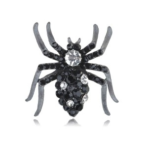 Anna-Kaci Women's Rhinestone Spider Brooch Pin with Black Gemstone Accents - 1 of 4