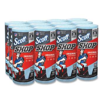 Scott Shop Towels, Standard Roll, 1-Ply, 9.4 x 11, Blue, 55/Roll, 12 Rolls/Carton