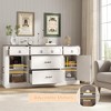 Large Sideboard Buffet with 5 Drawers, 2 Doors & Adjustable Shelves, Wood Coffee Bar Table Cabinet - 4 of 4