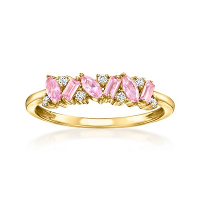 RS Pure by Ross-Simons 0.30 ct. t.w. Lab-Grown Pink Sapphire Ring With Lab-Grown Diamonds in 18kt Gold Vermeil
