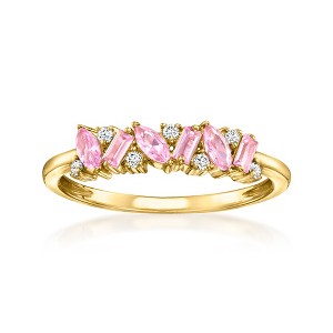 RS Pure by Ross-Simons 0.30 ct. t.w. Lab-Grown Pink Sapphire Ring With Lab-Grown Diamonds in 18kt Gold Vermeil - 1 of 4