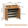 Entryway Shoe Cabinet with 2 Drawers, 4 Tier Shoe Rack Organizer with Adjustable Shelves, Freestanding Wood Shoe Rack for Hallway Living Room - 2 of 4