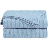 PiccoCasa 100% Cotton Cable Knit Throw Bed Blanket 1 Pc