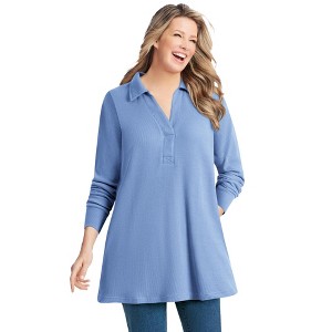 Woman Within Plus Size Relaxed Waffle-Thermal Tunic - 1 of 4