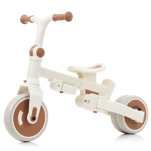 VYNXARIA 7-in-1 Baby Tricycle, foldable with adjustable parent handle, removable pedal, canopy, guardrail, Baby Walker Balance Bike,brown+ivory - 1 of 4