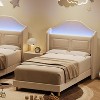 Twin Bed Frame with Headboard, Velvet Upholstered Platform Bed with Wing Back, No Box Spring Needed, Easy Assembly, Noise Free - 2 of 4