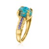 Ross-Simons Turquoise and 0.10 ct. t.w. Iolite Ring in 18kt Gold Over Sterling - 3 of 4