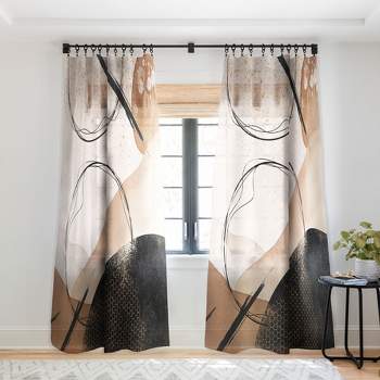 Sheila Wenzel Ganny Minimalist Black Gold Single Panel Sheer Window Curtain - Society6