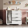 43.3" H Armoire Wardrobe Closet with 4 Drawers & Hanging Rod, Multifunctional Wood Storage Cabinet for Bedroom, White - 4 of 4