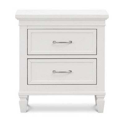 Darlington Warm White 2-Drawer Nightstand with Satin Nickel Handles