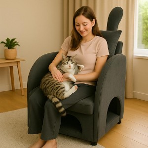 Gulches Dark Gray Bunny-Ear Pet-Friendly Armchair, 2-in-1 Sofa Chair with Triple-Entry Pet Hideaway, Scratch-Resistant Fabric - 1 of 4